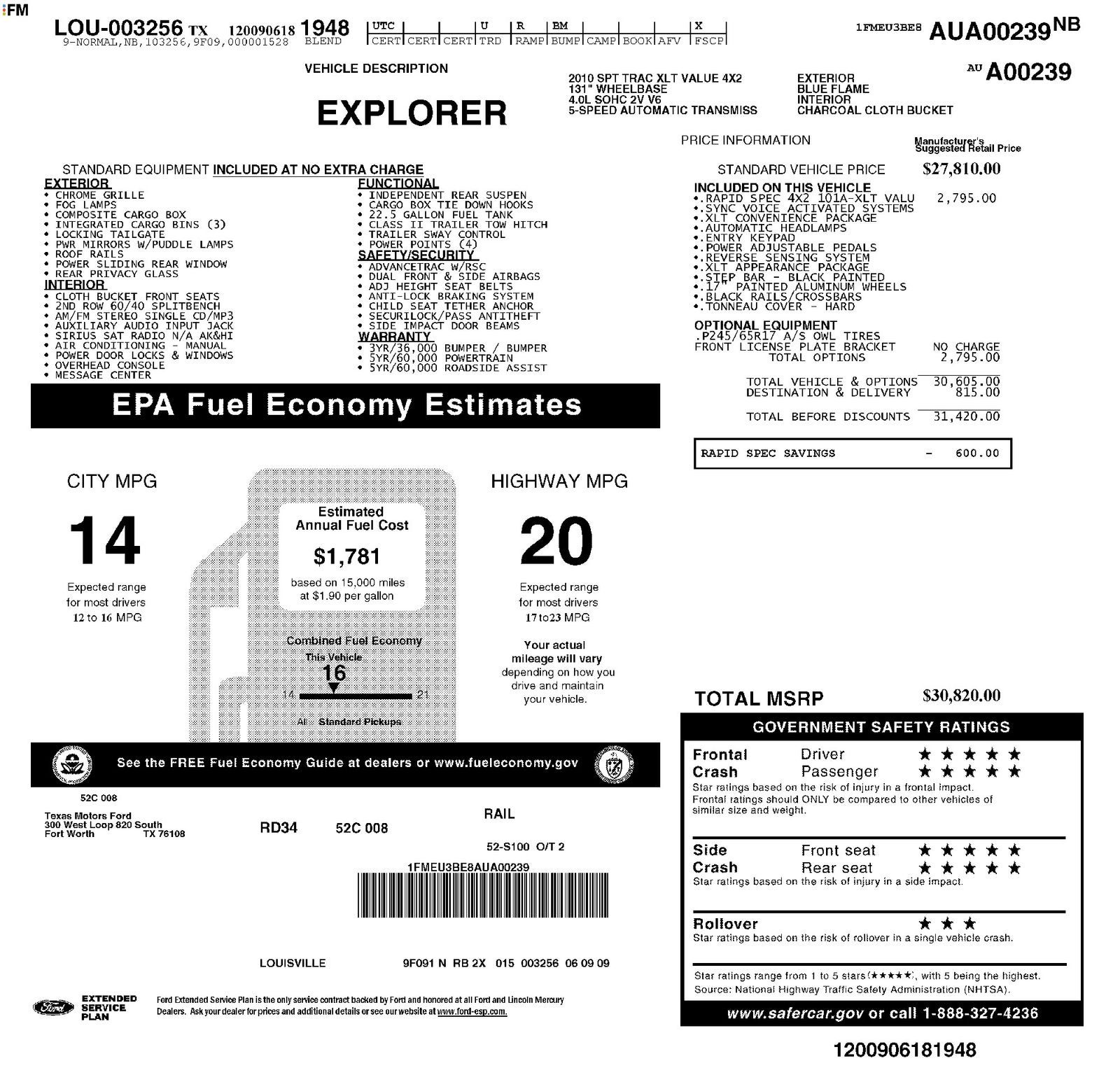 2010 Ford Explorer Sport Trac XLT