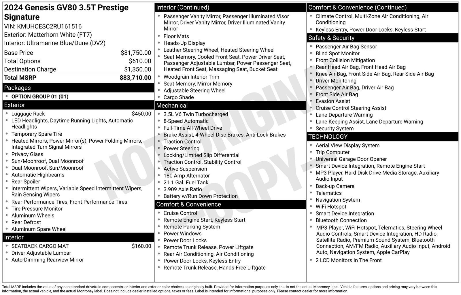 2024 Genesis GV80 3.5T Prestige Signature