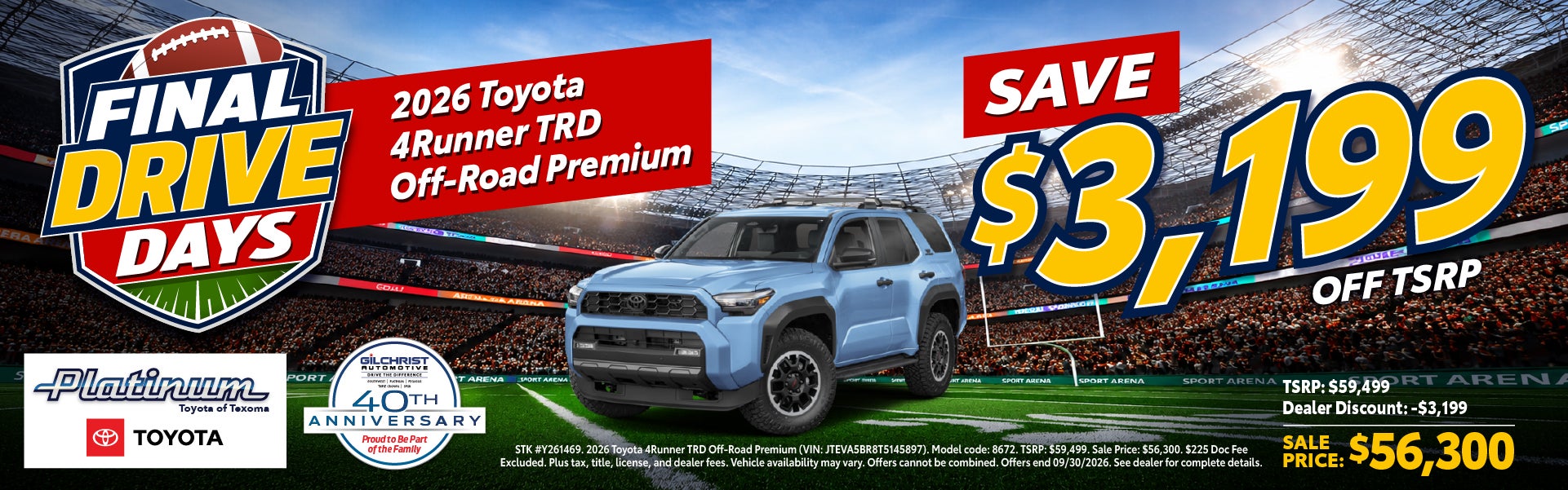 2026 Toyota 4Runner TRD Off-Road Premium — Save $3,199