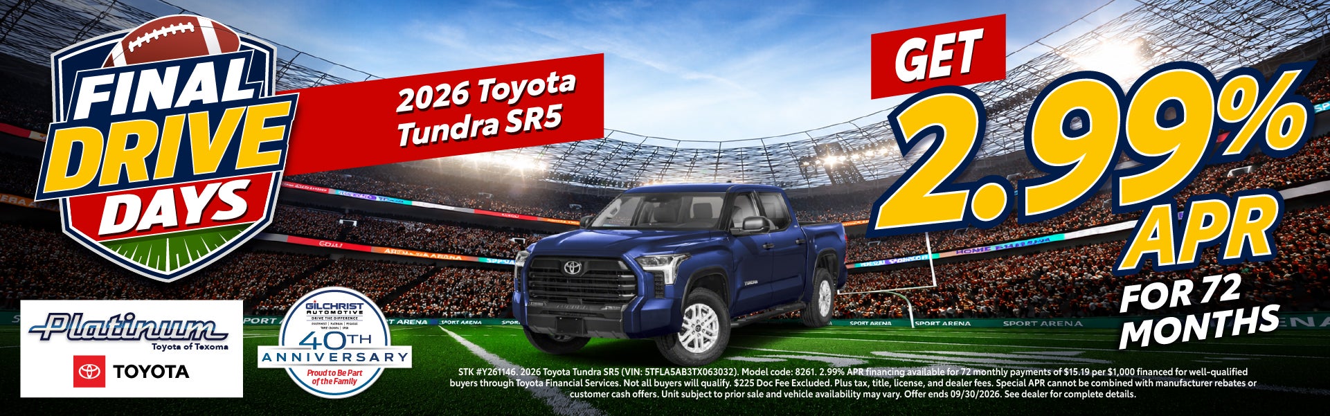 2026 Toyota Tundra SR5 — 2.99% APR for 72 Months